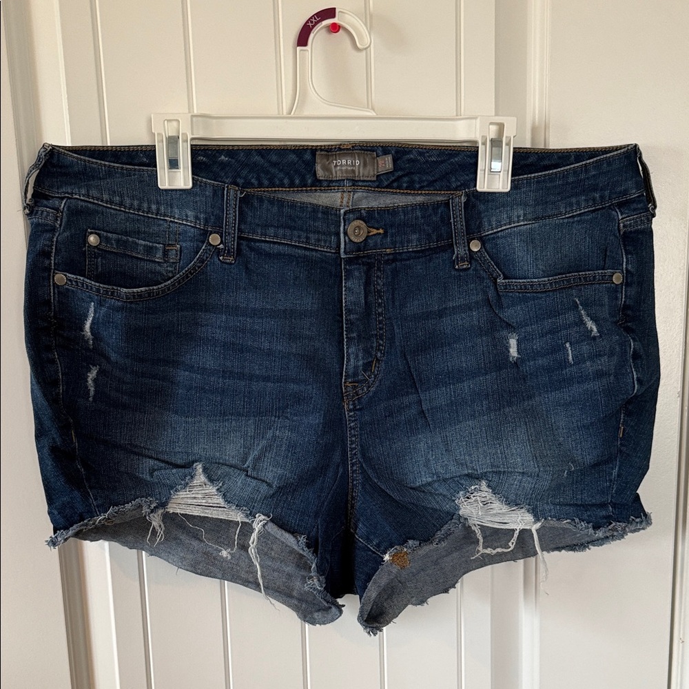 Torrid Dark Blue Distressed Jean Shorts
